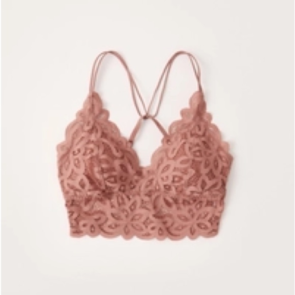 Abercrombie & Fitch NWOT Lace Longline Bralette in dark pink
